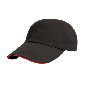 Result Caps Junior Brushed Cotton Cap, Black/Red, One Size bedrucken, Art.-Nr. 334341540 Result Caps Junior Brushed Cotton Cap, Black/Red, One Size bedrucken, Art.-Nr. 334341540