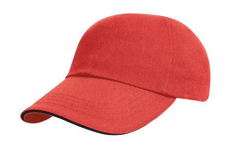 Result Caps Brushed Cotton Sandwich Cap, Red/Black, One Size bedrucken, Art.-Nr. 342344510