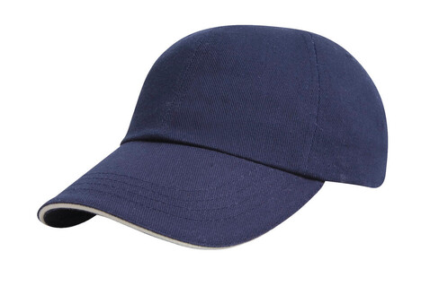 Result Caps Brushed Cotton Sandwich Cap, Natural/Navy, One Size bedrucken, Art.-Nr. 342340600
