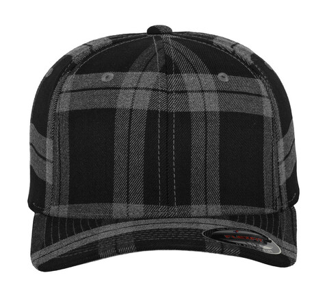 Flexfit Tartan Plaid Cap, Black/Grey, S/M bedrucken, Art.-Nr. 345681601