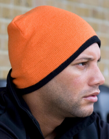 Result Caps Soft Feel Cuffless Reversible Beanie, Black/Yellow, One Size bedrucken, Art.-Nr. 346341470