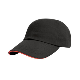 Result Caps Brushed Cotton Decorator Cap with Sandwich Peak, Black/Red, One Size bedrucken, Art.-Nr. 350341540 Result Caps Brushed Cotton Decorator Cap with Sandwich Peak, Black/Red, One Size bedrucken, Art.-Nr. 350341540