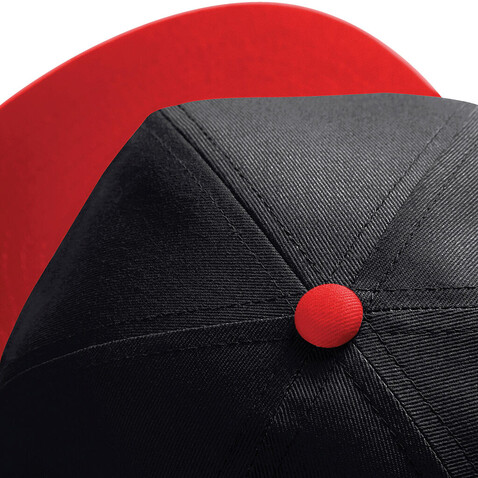 Beechfield Youth Size Snapback, Black/Surf Blue, One Size bedrucken, Art.-Nr. 356691720