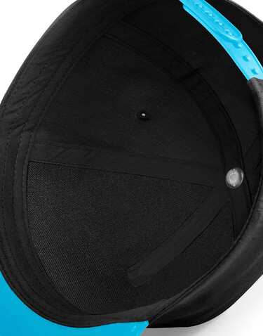 Beechfield Youth Size Snapback, Black/Surf Blue, One Size bedrucken, Art.-Nr. 356691720
