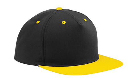 Beechfield 5 Panel Contrast Snapback, Black/Yellow, One Size bedrucken, Art.-Nr. 361691680