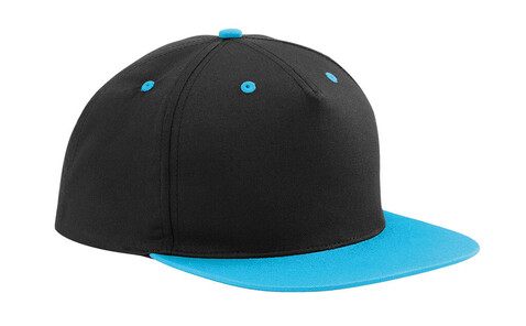 Beechfield 5 Panel Contrast Snapback, Black/Surf Blue, One Size bedrucken, Art.-Nr. 361691720