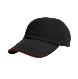 Result Caps Heavy Cotton Drill Cap, Black/Red, One Size bedrucken, Art.-Nr. 370341540