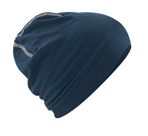 Beechfield Hemsedal Cotton Beanie, French Navy/White, One Size bedrucken, Art.-Nr. 384692500