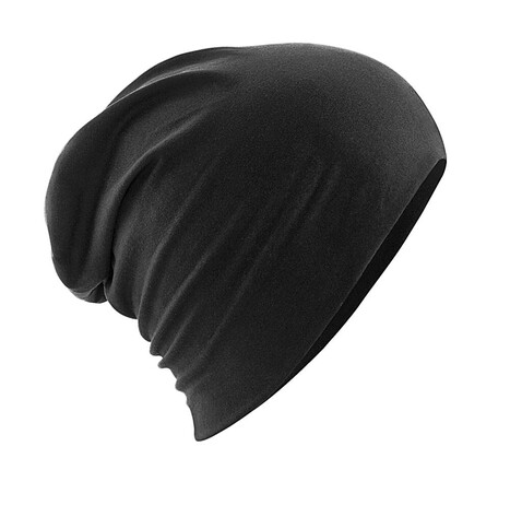 Beechfield Hemsedal Cotton Slouch Beanie, Black, One Size bedrucken, Art.-Nr. 385691010