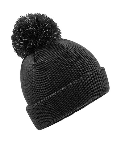Beechfield Junior Reflective Bobble Beanie, Black, One Size bedrucken, Art.-Nr. 386691010