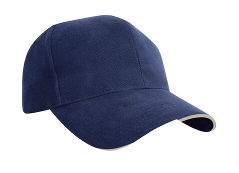 Result Caps Sandwich Brushed Cotton Cap, Navy/Natural, One Size bedrucken, Art.-Nr. 390342600