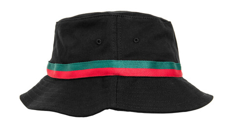 Flexfit Stripe Bucket Hat, White/Firered/Green, One Size bedrucken, Art.-Nr. 393680840