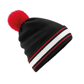 Beechfield Stadium Beanie, Black/Classic Red/White, One Size bedrucken, Art.-Nr. 393691930