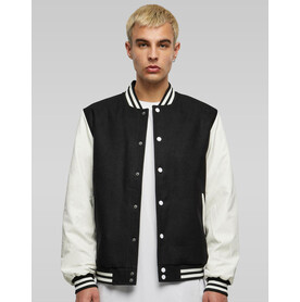 Build Your Brand Oldschool College Jacket, Black/White, XS bedrucken, Art.-Nr. 400391500