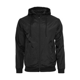 Build Your Brand Windrunner, Black/Black, XS bedrucken, Art.-Nr. 401391610