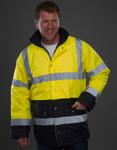 Yoko Fluo 2 Tone Motorway Jacket, Fluo Orange/Navy, S bedrucken, Art.-Nr. 410774521