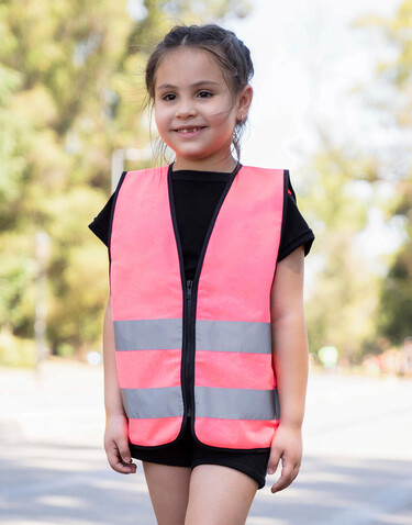 Korntex Signal Zipper Vest for Kids Aalborg, Neon Pink, 2XS bedrucken, Art.-Nr. 412134231