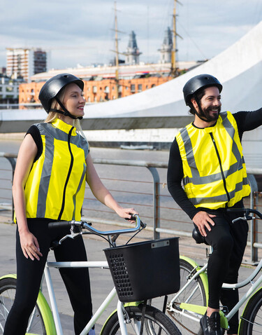 Korntex Hi-Vis Biker Vest Schleiz, Yellow, L bedrucken, Art.-Nr. 417136004