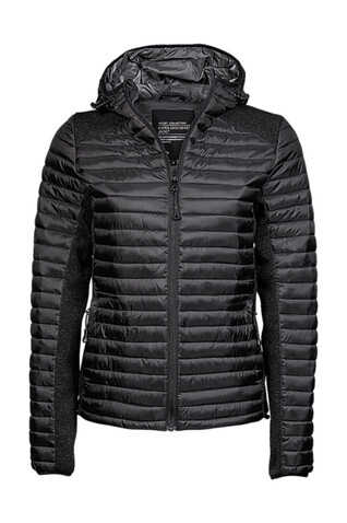 Tee Jays Ladies` Hooded Outdoor Crossover Jacket, Black/Black Melange, S bedrucken, Art.-Nr. 419541613