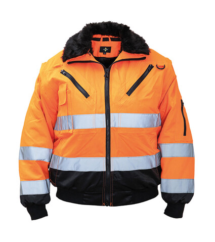 Korntex Hi-Vis Pilot Jacket Oslo, Orange/Black, S bedrucken, Art.-Nr. 421134602