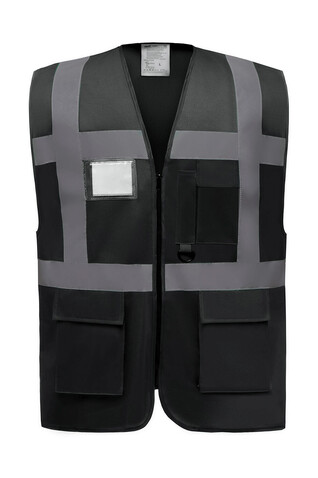 Yoko Fluo Executive Waistcoat, Black, S bedrucken, Art.-Nr. 421771011