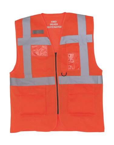Yoko Fluo Open Mesh Executive Waistcoat, Fluo Orange, S bedrucken, Art.-Nr. 423774053