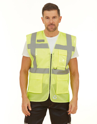 Yoko Fluo Open Mesh Executive Waistcoat, Fluo Orange, S bedrucken, Art.-Nr. 423774053
