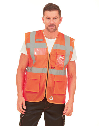 Yoko Fluo Open Mesh Executive Waistcoat, Fluo Orange, S bedrucken, Art.-Nr. 423774053