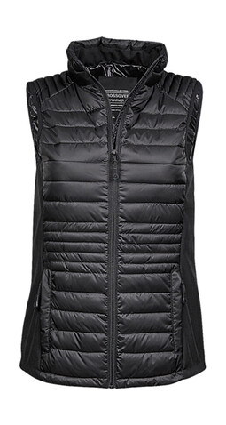 Tee Jays Ladies` Crossover Bodywarmer, Black/Black, S bedrucken, Art.-Nr. 425541773