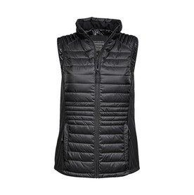 Tee Jays Ladies` Crossover Bodywarmer, Black/Black, S bedrucken, Art.-Nr. 425541773