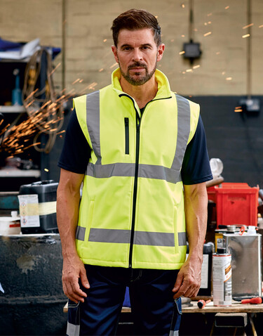 Yoko Fluo Softshell Bodywarmer, Fluo Yellow, S bedrucken, Art.-Nr. 426776053