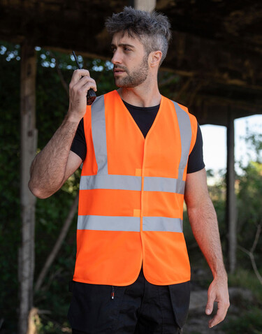 Korntex 4-Band Safety Vest Minden, Orange, S bedrucken, Art.-Nr. 430134101