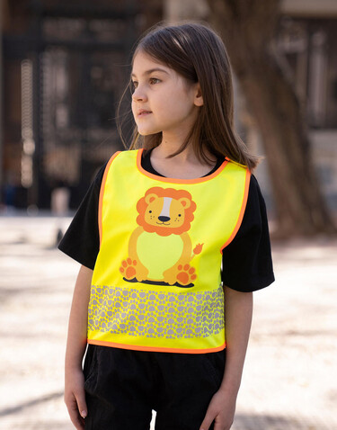 Korntex Children`s Safety Vest Funtastic Wildlife, Lion Yellow, 2XS bedrucken, Art.-Nr. 431138001 Korntex Children`s Safety Vest Funtastic Wildlife, Lion Yellow, 2XS bedrucken, Art.-Nr. 431138001