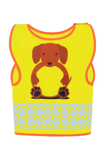 Korntex Children`s Safety Vest Funtastic Wildlife, Dog Yellow, XS bedrucken, Art.-Nr. 431138062 Korntex Children`s Safety Vest Funtastic Wildlife, Dog Yellow, XS bedrucken, Art.-Nr. 431138062