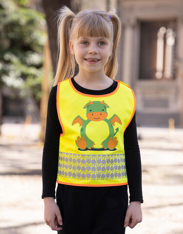 Korntex Children`s Safety Vest Funtastic Wildlife, Lion Yellow, 2XS bedrucken, Art.-Nr. 431138001 Korntex Children`s Safety Vest Funtastic Wildlife, Lion Yellow, 2XS bedrucken, Art.-Nr. 431138001