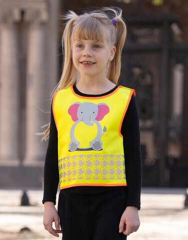 Korntex Children`s Safety Vest Funtastic Wildlife, Lion Yellow, 2XS bedrucken, Art.-Nr. 431138001 Korntex Children`s Safety Vest Funtastic Wildlife, Lion Yellow, 2XS bedrucken, Art.-Nr. 431138001