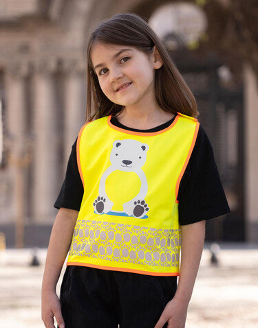 Korntex Children`s Safety Vest Funtastic Wildlife, Lion Yellow, 2XS bedrucken, Art.-Nr. 431138001 Korntex Children`s Safety Vest Funtastic Wildlife, Lion Yellow, 2XS bedrucken, Art.-Nr. 431138001
