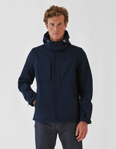 B &amp; C Hooded Softshell/men, White, L bedrucken, Art.-Nr. 431420005