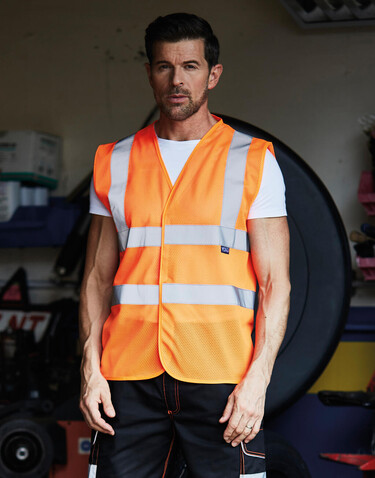 Yoko Fluo Open Mesh Waistcoat, Fluo Orange, M bedrucken, Art.-Nr. 431774054