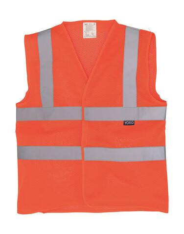 Yoko Fluo Open Mesh Waistcoat, Fluo Orange, M bedrucken, Art.-Nr. 431774054