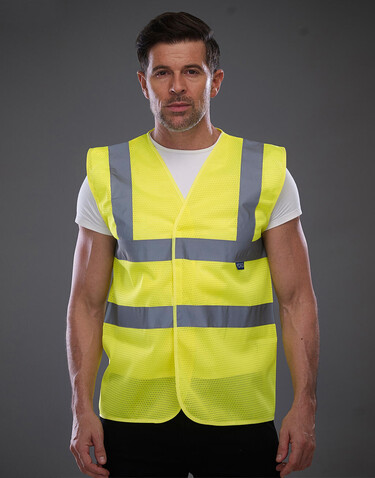 Yoko Fluo Open Mesh Waistcoat, Fluo Orange, M bedrucken, Art.-Nr. 431774054