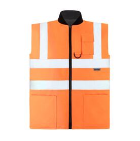 Korntex Hi-Vis Reversible Bodywarmer „Ural“, Orange, S bedrucken, Art.-Nr. 434134102