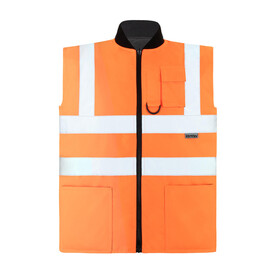 Korntex Hi-Vis Reversible Bodywarmer „Ural“, Orange, S bedrucken, Art.-Nr. 434134102