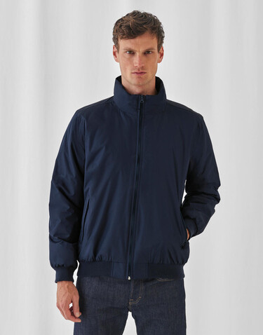 B &amp; C Crew Bomber/men Jacket, Black/Warm Grey, 2XL bedrucken, Art.-Nr. 434421537