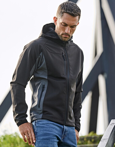 Tee Jays Hooded Lightweight Performance Softshell, Black/Dark Grey, 2XL bedrucken, Art.-Nr. 435541536