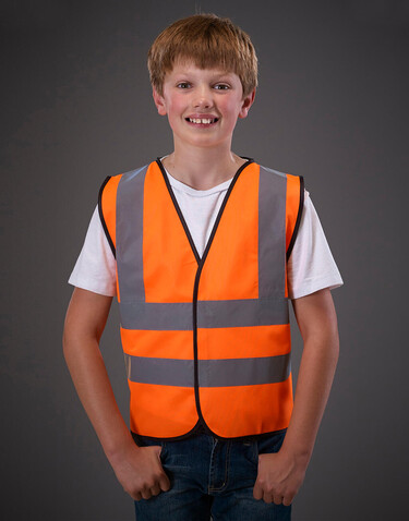 Yoko Kids Fluo 2 Band + Brace Waistcoat, Fluo Orange, 4-6 (S) bedrucken, Art.-Nr. 435774052