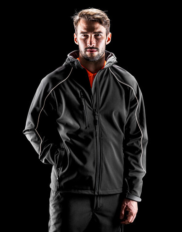 Result Ice Fell Hooded Softshell Jacket, Grey/Black, XS bedrucken, Art.-Nr. 448331482
