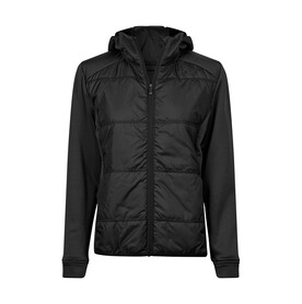 Tee Jays Womens Hybrid-Stretch Hooded Jacket, Black/Black, S bedrucken, Art.-Nr. 456541773