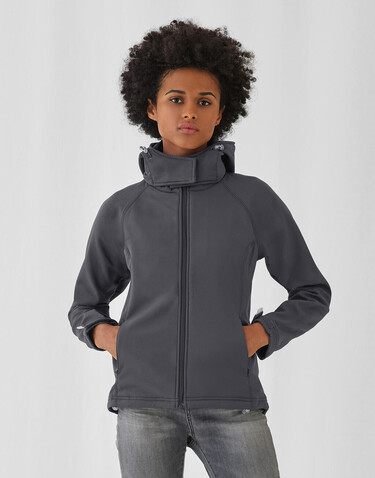 B &amp; C Hooded Softshell/women, Azure, 2XL bedrucken, Art.-Nr. 462423107