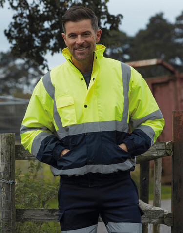 Yoko Fluo 2-Tone Bomber Jacket, Fluo Orange/Navy, XL bedrucken, Art.-Nr. 482774526